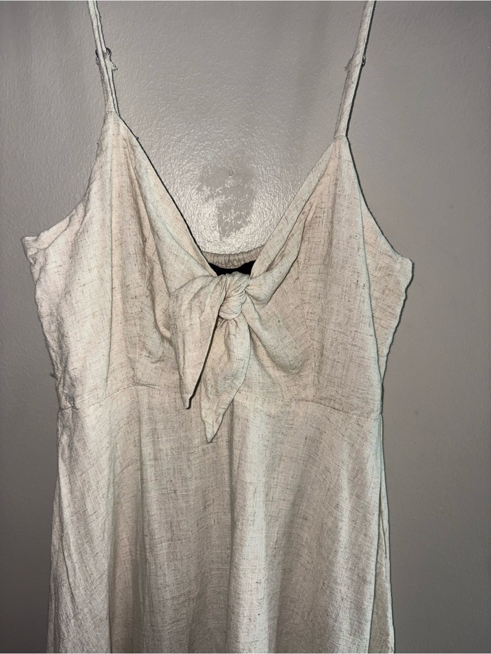 Aakaa -Oatmeal Beige Textured Linen-Blend Dress - Picture 3 of 6